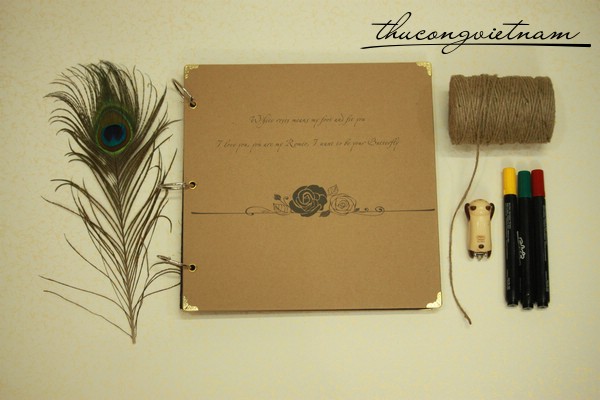 Album scrapbook vintage bìa hoa hồng đôi