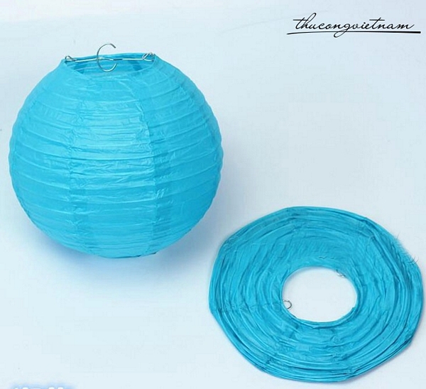 Lồng đèn giấy trơn màu xanh da trời 20cm