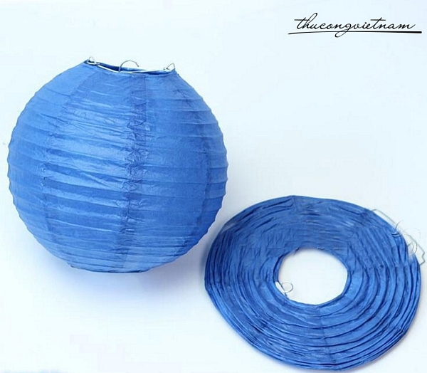 Lồng đèn giấy trơn màu xanh dương 20cm