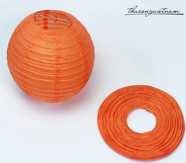 Lồng đèn giấy trơn màu cam 20cm