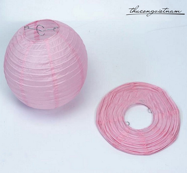 Lồng đèn giấy trơn màu hồng 20cm