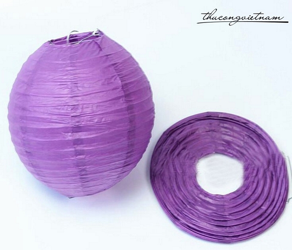 Lồng đèn giấy trơn màu tím đậm 20cm