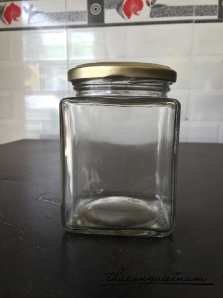 Lọ thủy tinh vuông nắp nhôm V500ml 8x11