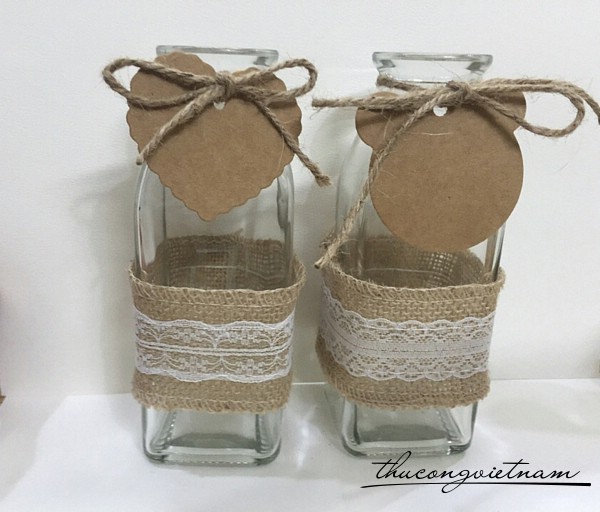 Lọ thủy tinh trang trí tag giấy kraft