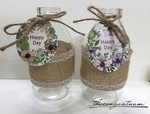 Lọ thủy tinh trang trí tag giấy Happy Day