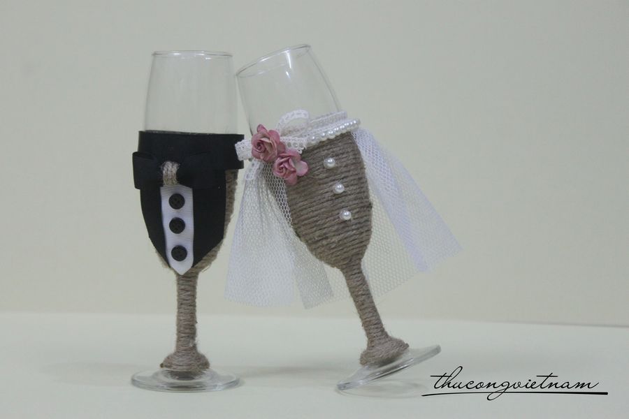 Bộ ly cô dâu chú rể vintage 1