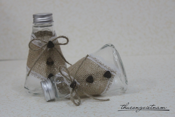Lọ thủy tinh trang trí ruy băng dây thừng 3