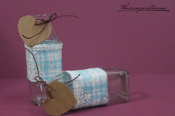 Lọ thủy tinh trang trí ruy băng & tag giấy 11