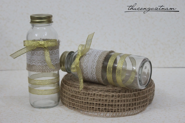 Lọ thủy tinh trang trí ruy băng dây thừng 4