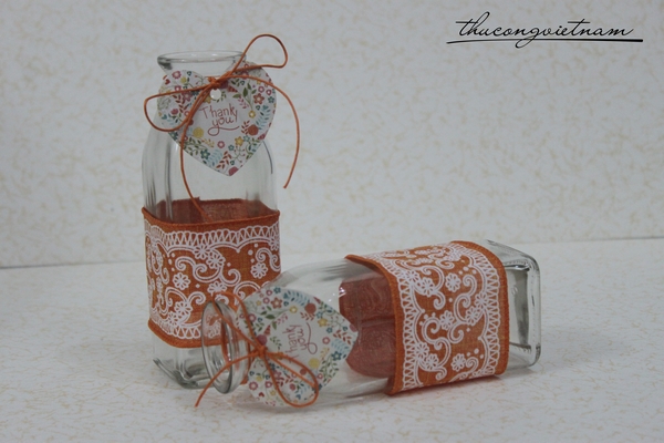 Lọ thủy tinh trang trí ruy băng & tag giấy 15