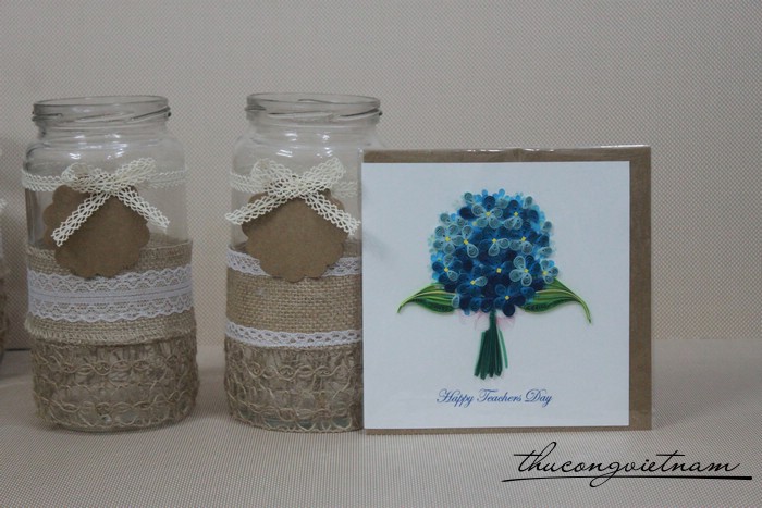 Lọ thủy tinh ruy băng dây thừng & tag giấy 1