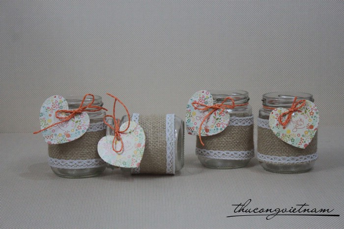 Lọ thủy tinh ruy băng dây thừng & tag giấy 7