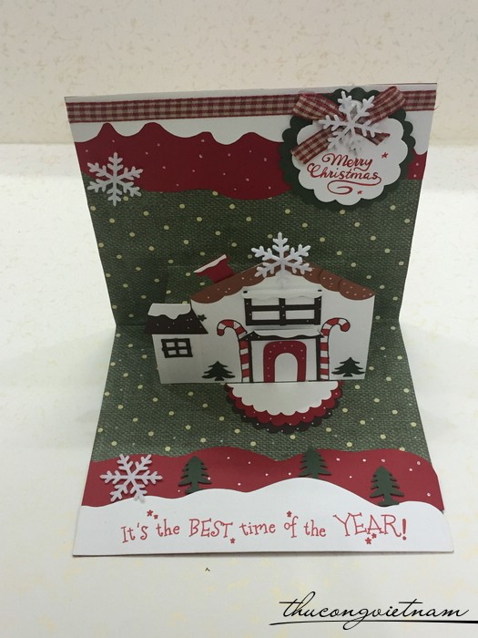Thiệp Merry Christmas ngôi nhà tuyết