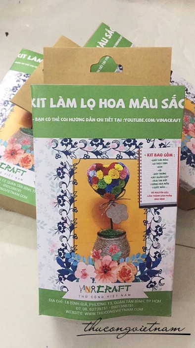 Bộ kit làm lọ hoa màu sắc hình tim