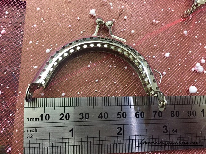 Khóa bạc vòng cung may túi 6.5cm