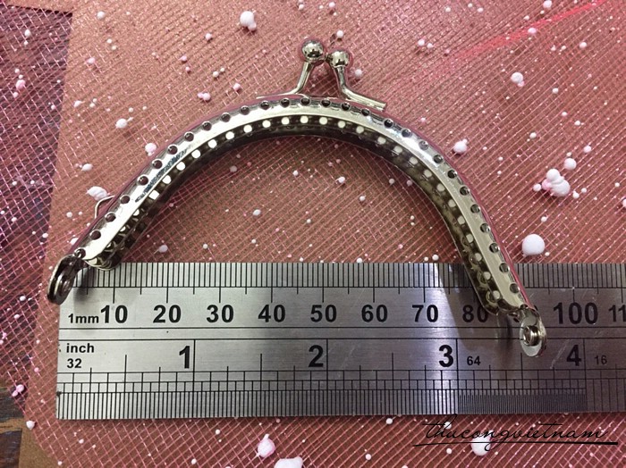 Khóa bạc vòng cung may túi 8.5cm