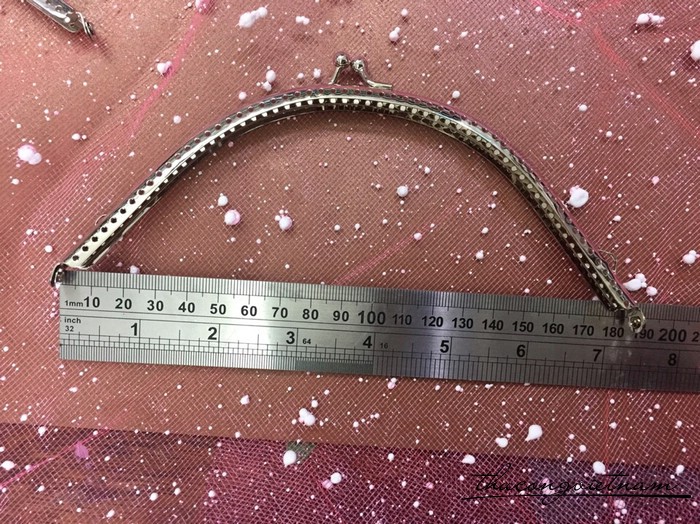 Khóa bạc vòng cung may túi 18cm