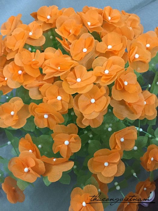 Hoa giấy lụa màu cam