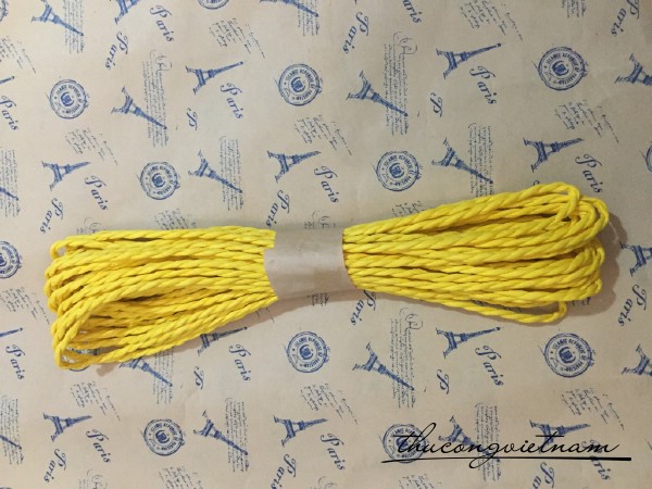 Dây giấy 3mm màu vàng 9m