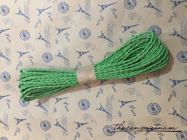 Dây giấy 3mm màu xanh lá 9m