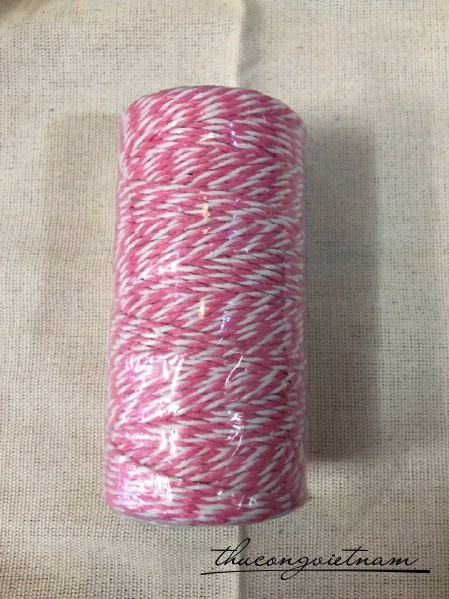 Dây chỉ cotton Baker's twine xe màu hồng - trắng