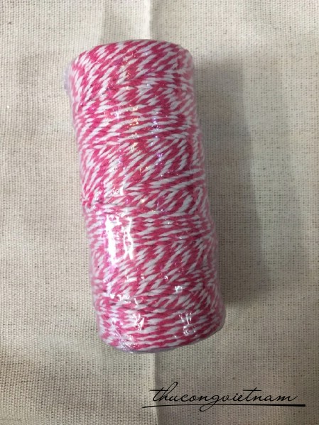 Dây chỉ cotton Baker's twine xe màu hồng đậm - trắng