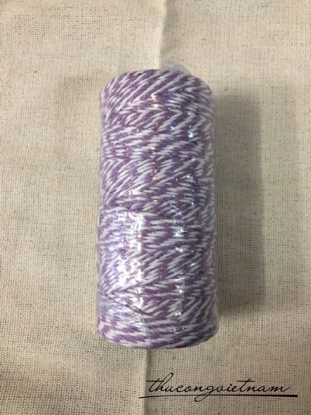 Dây chỉ cotton Baker's twine xe màu tím nhạt - trắng