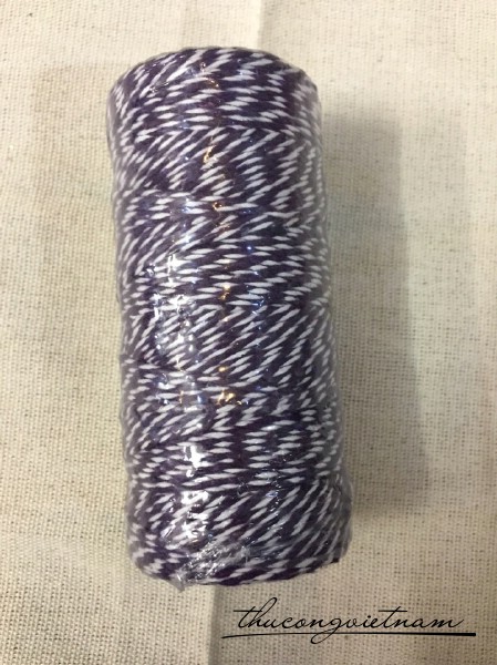 Dây chỉ cotton Baker's twine xe màu tím đậm - trắng