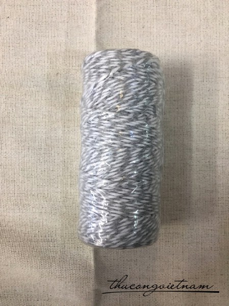 Dây chỉ cotton Baker's twine xe màu xám - trắng