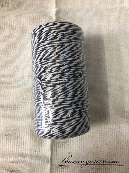 Dây chỉ cotton Baker's twine xe màu đen - trắng