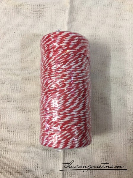 Dây chỉ cotton Baker's twine xe màu đỏ - trắng