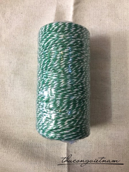 Dây chỉ cotton Baker's twine xe màu xanh lá - trắng