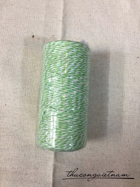Dây chỉ cotton Baker's twine xe màu xanh non - trắng