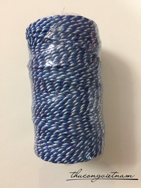 Dây chỉ cotton Baker's twine xe màu xanh biển - xanh dương - trắng