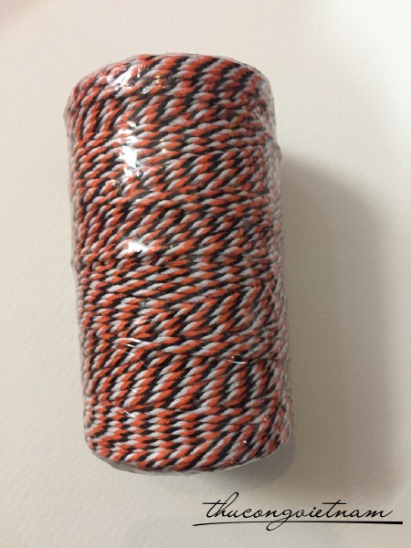 Dây chỉ cotton Baker's twine xe màu cam - đen - trắng