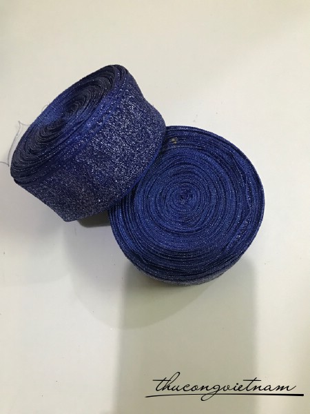 Ruy băng voan lưới xanh phối chỉ kim tuyến