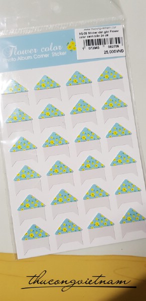SG-09 Sticker dán góc ảnh Flower color xanh biển 24 cái