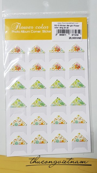 SG-10 Sticker dán góc ảnh Flower color vàng 24 cái