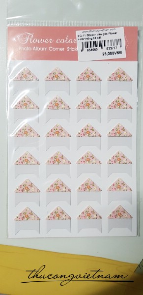 SG-11 Sticker dán góc ảnh Flower color hồng 24 cái