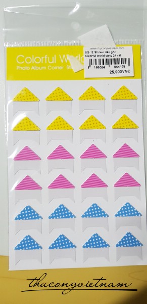 SG-12 Sticker dán góc ảnh Colorful world vàng 24 cái