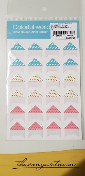 SG-13 Sticker dán góc ảnh Colorful world xanh biển 24 cái