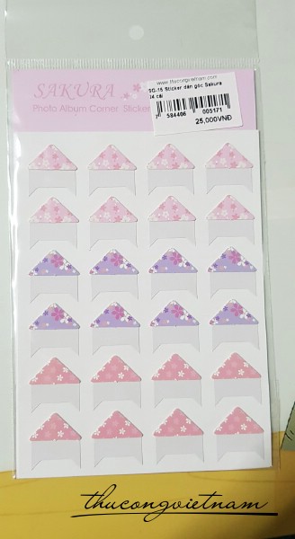 SG-15 Sticker dán góc ảnh Sakura 24 cái
