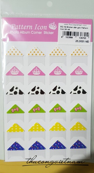 SG-19 Sticker dán góc ảnh Pattern Icon 24 cái
