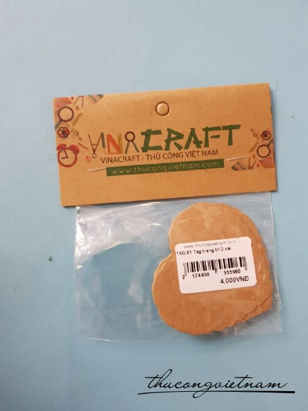 Tag trái tim răng cưa kraft 2 cái