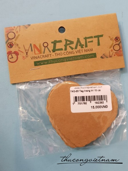 Tag trái tim răng cưa kraft 10 cái