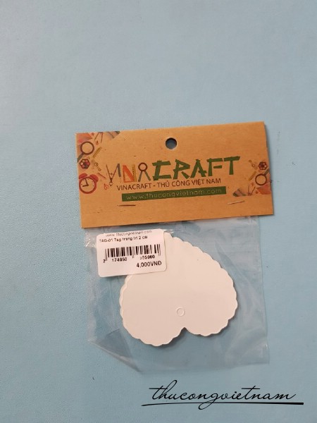 Tag trái tim răng cưa trắng 2 cái