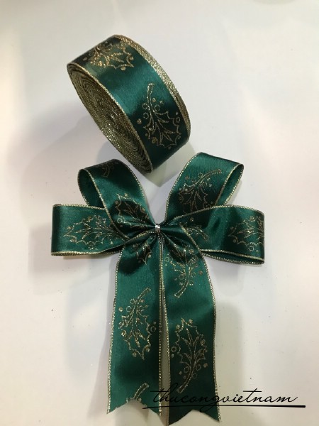 Nơ ruy băng xanh lá - lá tầm gửi Noel