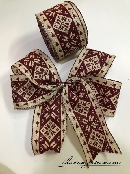 Nơ ruy băng bố vàng-đỏ Noel