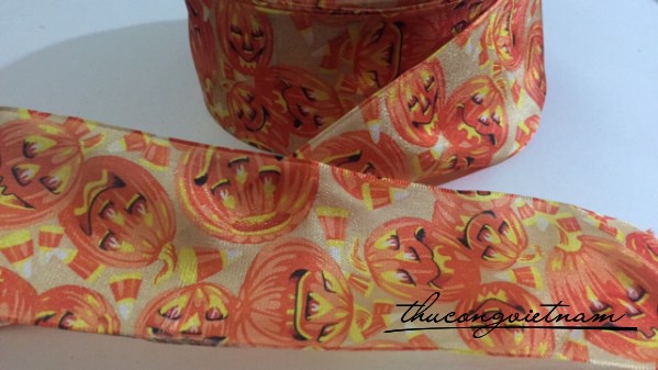 Ruy băng họa tiết bí đỏ Halloween 6cm