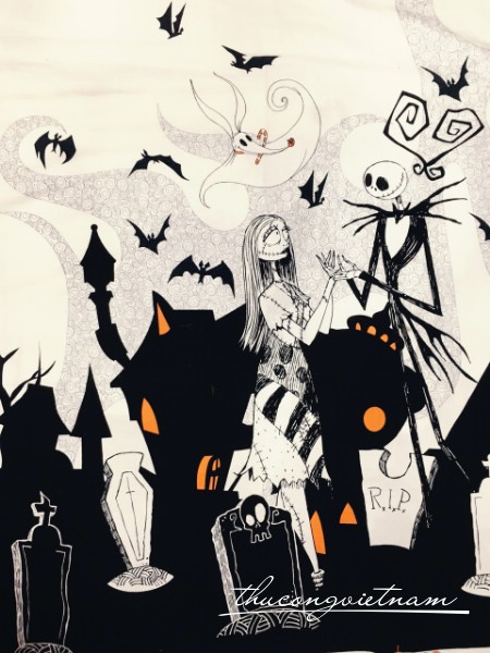 Vải thô họa tiết Halloween mẫu 1
